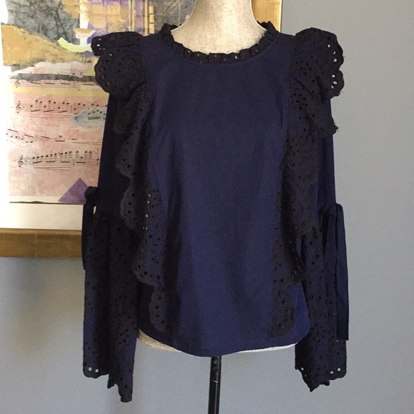 Anthropologie Tops - Classy Eyelet Embroidered Bell Sleeved Blouse